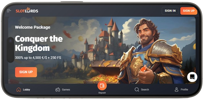 SlotLords Casino mobile version